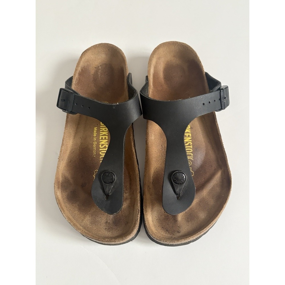 Birkenstock Gizeh Black Leather Thong Sandals Women's 36 (5-5.5)